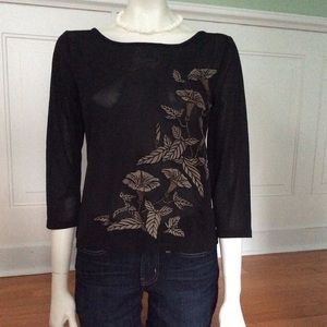 Long sleeved semi sheer pullover black